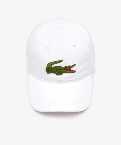 New Arrivals Lacoste (men’s White Big Croc Gabardine Cap)