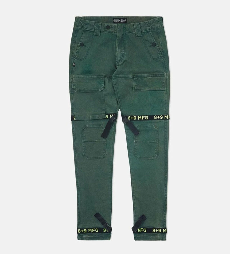 Eight & Nine (green/black Strapped Slim Utility Wash Jean) 3 Eight & Nine (green/black Strapped Slim Utility Wash Jean)