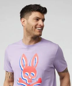 New Arrivals Psycho Bunny (mens California Lilac Henton Graphic T-shirt)