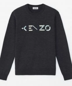 Kenzo (dark Grey Logo Multicolored Sweatshirt)