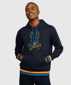 New Arrivals Psycho Bunny (men’s Navy Barbon Neon Glow Hoodie)