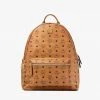 Mcm (cognac Big Stark Side Studs Backpack In Visetos)