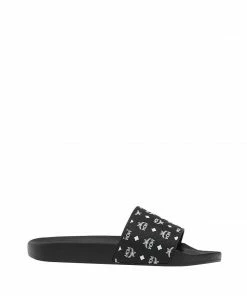 Mcm (Women’s Black Monogram Print Rubber Slides) New Arrivals