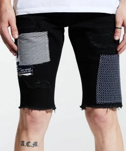 New Arrivals Crysp Denim (black Patchwork Short)