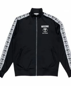 Moschino (black Dqm Logo Jacquard Technical Sweatshirt Jacket) New Arrivals