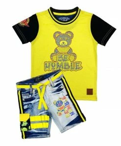 New Arrivals Elite Denim (yellow/black Shorts Set)