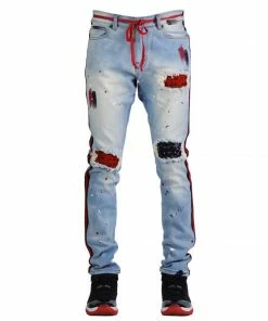 New Arrivals Focus Jeans (Blue/red Bandana Cut Stripe Jean)