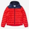 New Arrivals Lacoste (Mens Red/navy Sport Hooded Resistant Jacket)