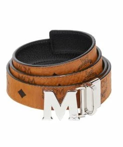 New Arrivals MCM (Brown/ Sliver Claus M Reversible Belt In Visetos )