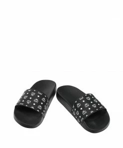 Mcm (Women’s Black Monogram Print Rubber Slides) New Arrivals