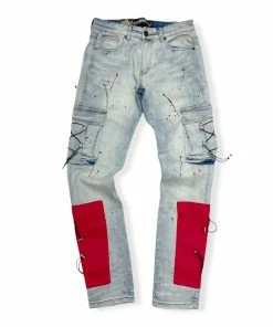 Denimicity (men’s Light Blue /red Cargo Jean)