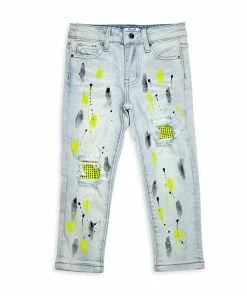 New Arrivals Dna Premium (kids Blue Cut Lime/black Crystal Drip Jean)