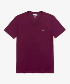 Lacoste Men's V-neck Borde Aux Pima Cotton T-shirt