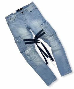 Focus (light Blue “ Stripe Biker Cargo Jean)