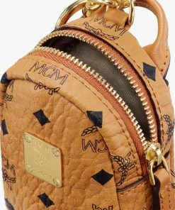 New Arrivals MCM (cognac Backpack Charm With Crossbody Strap In Visetos)