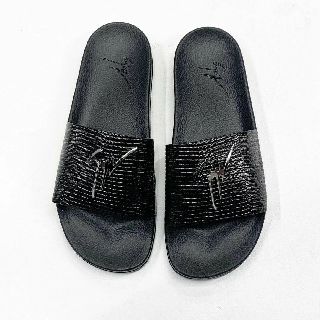 GIUSEPPE ZANOTTI (Jet Black Leather Slides) 3 GIUSEPPE ZANOTTI (Jet Black Leather Slides)