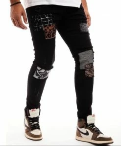 Damati Denim (black Colorblock Patch Jean) New Arrivals