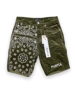 Purple Brand (olive Corduroy Bandana Print Short)