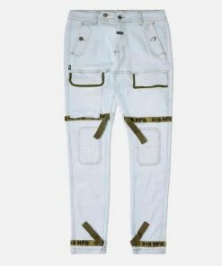 Eight & Nine (light Blue/ Olive Strapped Slim Utility Wash Jean)