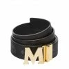 MCM (Black/gold Claus M Reversible Belt In Visetos ) New Arrivals