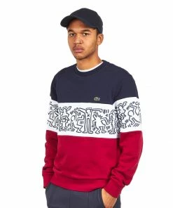 New Arrivals Lacoste (Mens Navy Herring Print Crewneck Sweater)