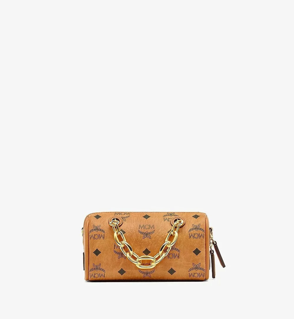 Mcm (cognac Mini Essential Boston Bag Pro Case In Visetos Bag) New Arrivals 6 Mcm (cognac Mini Essential Boston Bag Pro Case In Visetos Bag) New Arrivals