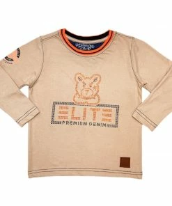Elite Denim (kids Orange/cream Long Sleeve T-shirt) New Arrivals
