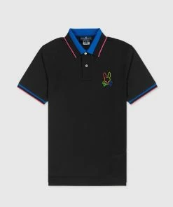 Psycho Bunny (black Mens Leo Outline Bunny Polo)