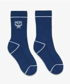 MCM (Royal Blue Classic Logo Cotton Socks)