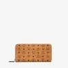 Mcm (cognac Zip Around Wallet In Visitors Originals)