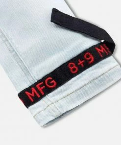 Eight & Nine Eight Nine (light Blue/red Strapped Slim Utility Wash Jean)