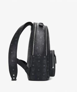 Mcm (black Large Stark Backpack In Visetos)