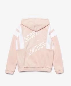 Lacoste (kids Pink Vintage Style Hooded Zip Hoodie ) New Arrivals