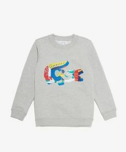New Arrivals Lacoste (kids Grey Multicolour Crocodile Fleece Sweater