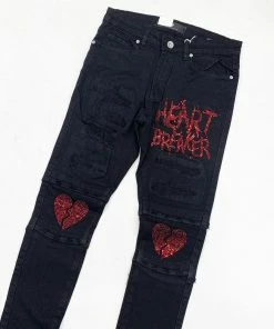New Arrivals Focus Jeans (Jet Black/red” Heart Break Jean)