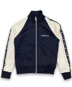 Purple Brand ( Black/cream Monogram Raglan Track Jacket)