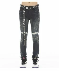 Cult Of Individuality (blue Pink Super Skinny Stretch Acai Belt Jean) New Arrivals