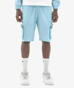 New Arrivals Life Code (light Blue Nylon Shorts Cargo Pocket)