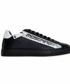 Moschino (black Low Top Leather Side Zipper Sneaker) New Arrivals
