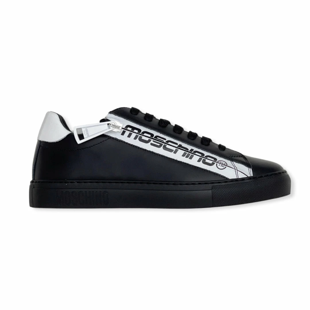 Moschino (black Low Top Leather Side Zipper Sneaker) New Arrivals 4 Moschino (black Low Top Leather Side Zipper Sneaker) New Arrivals