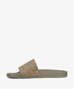 Mcm (men’s Green Diagonal Monogram Rubber Slides)