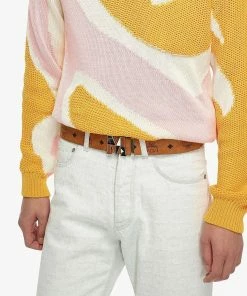 New Arrivals Mcm (cognac Claus Weaving M Reversible Belt 1.5” In Visetos)