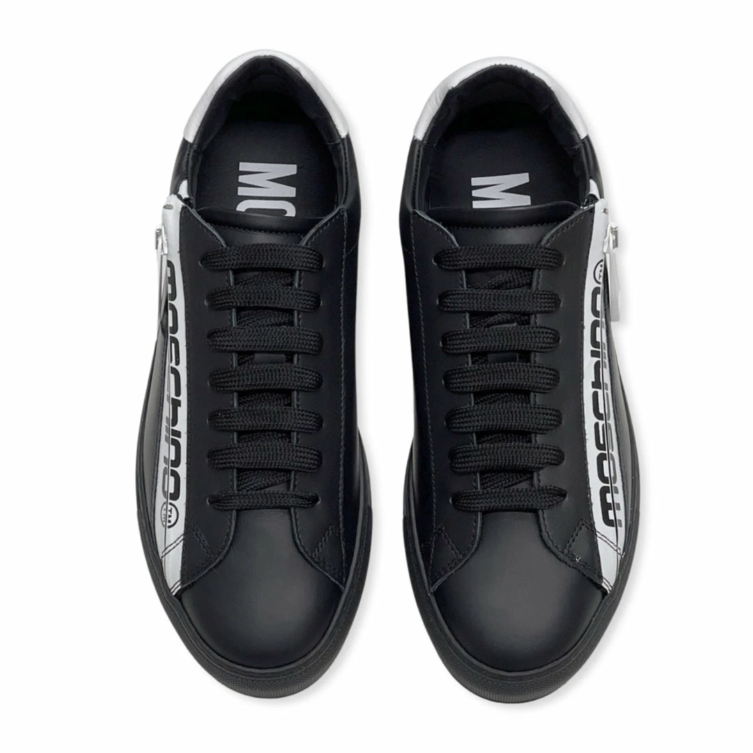 Moschino (black Low Top Leather Side Zipper Sneaker) New Arrivals 3 Moschino (black Low Top Leather Side Zipper Sneaker) New Arrivals