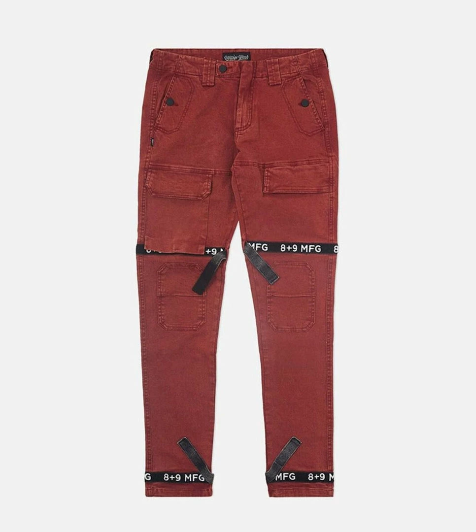 Eight & Nine (burgundy /black Strapped Slim Utility Wash Jean) 3 Eight & Nine (burgundy /black Strapped Slim Utility Wash Jean)