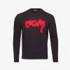 Designers MCM (Men's Black/Red Brushed Logo Wool Sweater)