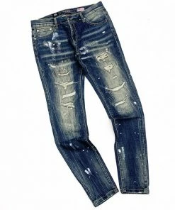 New Arrivals Damati Denim (dark Blue Cut Wash Jeans)