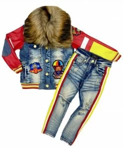 Elite Denim (kids Red/yellow Furry Denim Set)