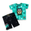 Elite Denim (kids Turquoise/black “rich Short Set)