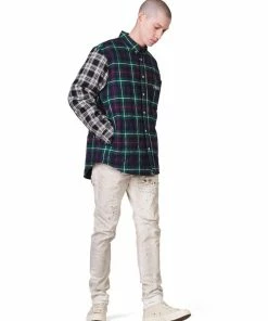 Purple Brand (green Quilted Plaid Long Sleeve T-shirt Jackets)