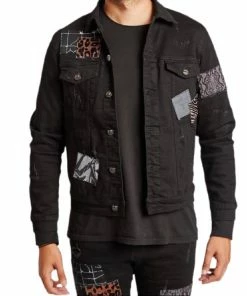 Damati Denim (black Colorblock Patch Jacket) New Arrivals